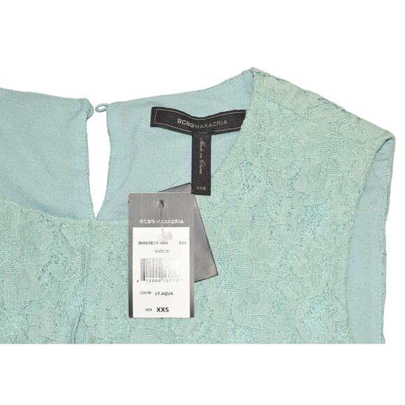 A8 NWT BCBG MAXAZRIA Amelie Lt Aqua Lace Flounce Layer Top Dress Size XXS $230 - Picture 7 of 8
